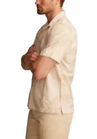 Palm Print Camp Collar Short Sleeve Shirt