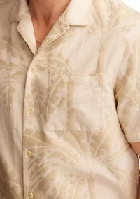 Palm Print Camp Collar Short Sleeve Shirt
