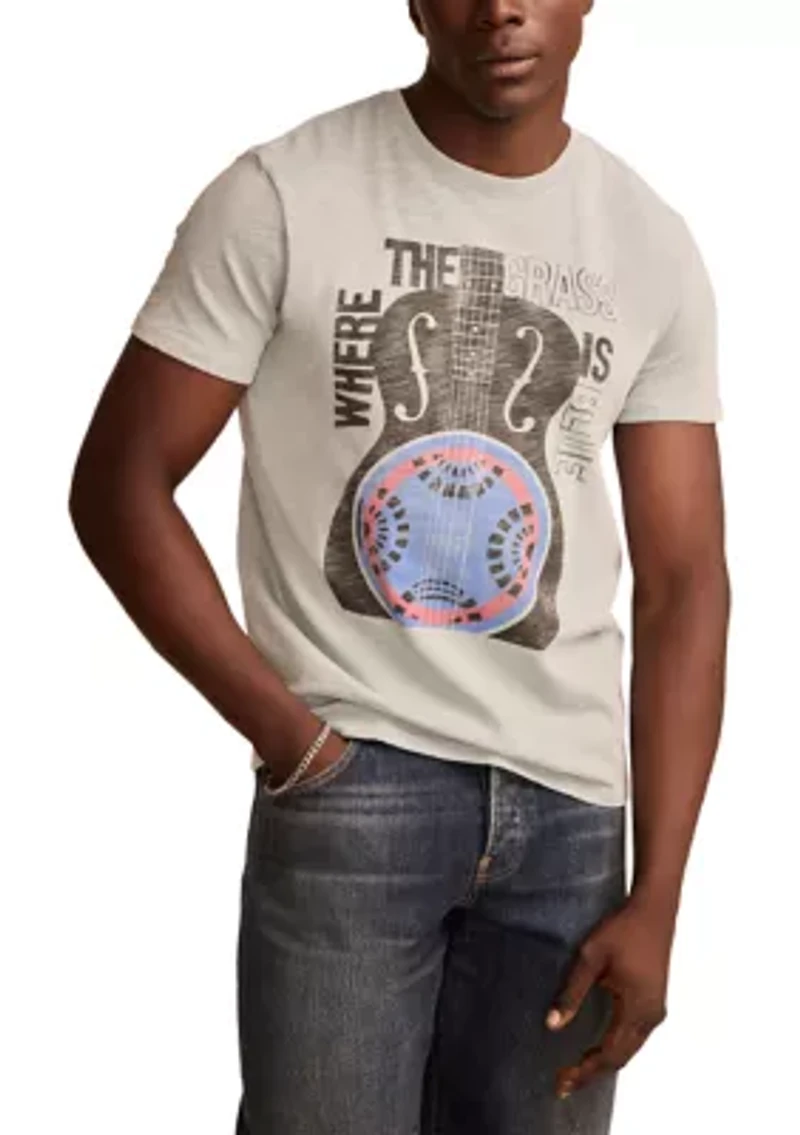 Blue Grass Guitar Graphic T-Shirt