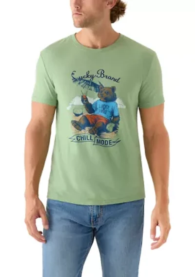 Short Sleeve Crew Neck Chill Mode Bear Tee