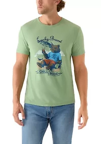 Short Sleeve Crew Neck Chill Mode Bear Tee