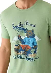Short Sleeve Crew Neck Chill Mode Bear Tee