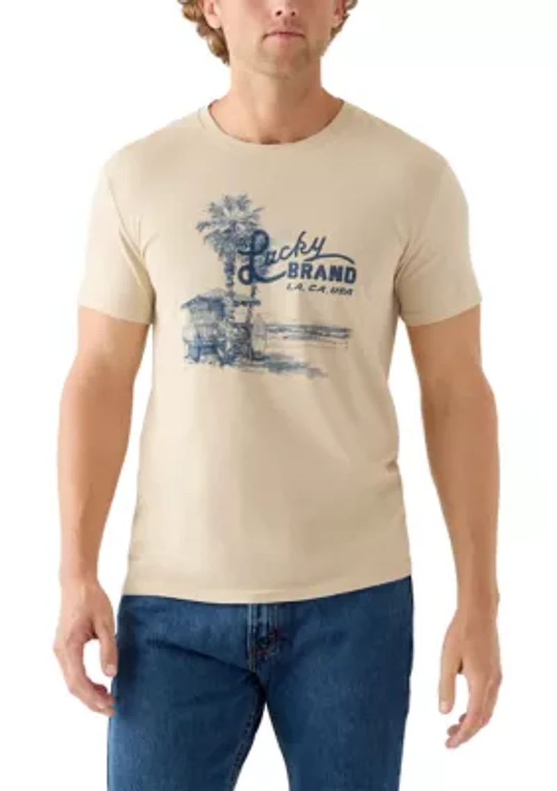 Men's Short Sleeve Crew Neck Beach T-Shirt