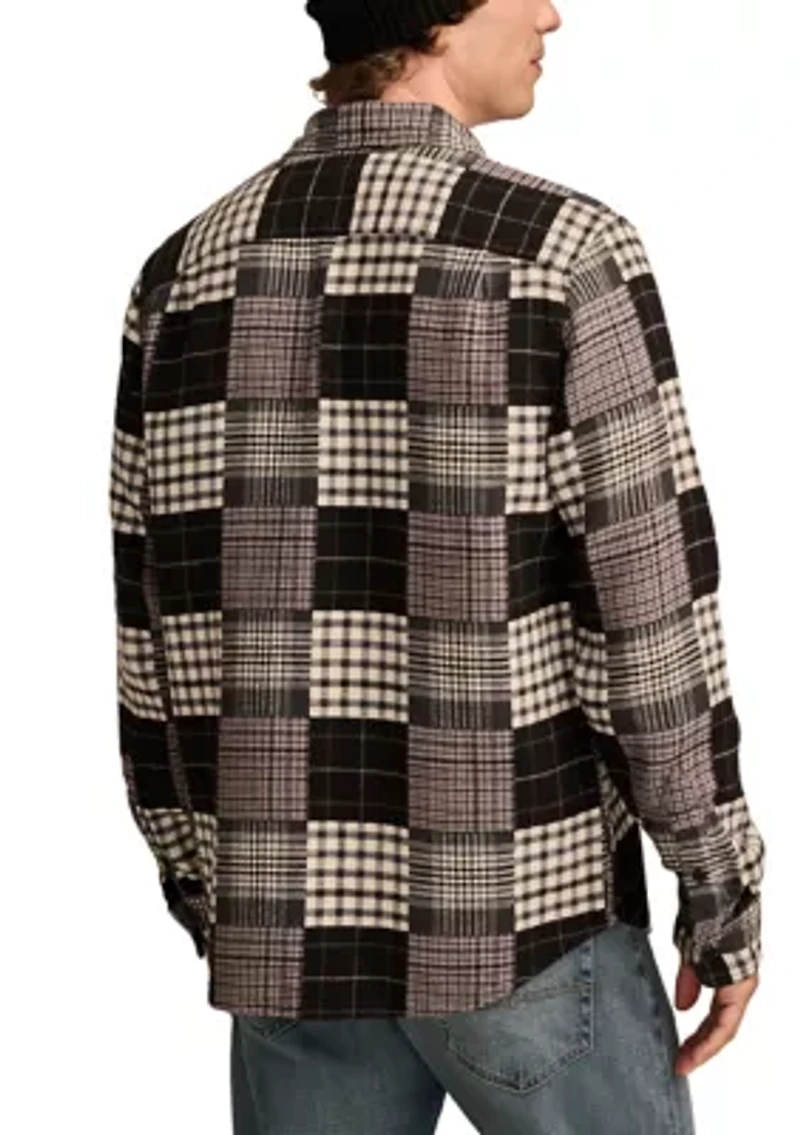 Big & Tall Long Sleeve Jacquard Double Weave Patchwork Shirt