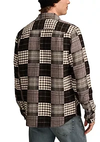 Big & Tall Long Sleeve Jacquard Double Weave Patchwork Shirt