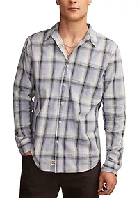 Big & Tall Long Sleeve Plaid One Pocket Poplin Shirt