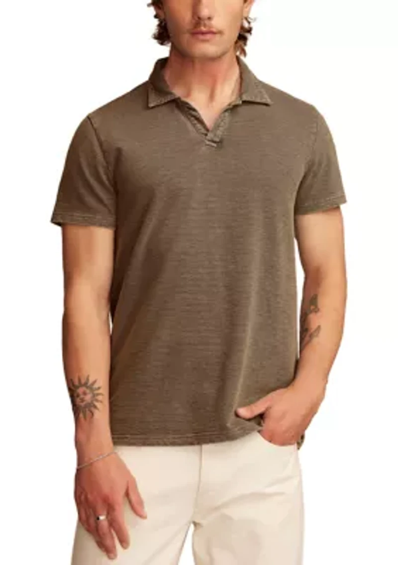 Jacquard Slub Knit Jersey Polo Shirt