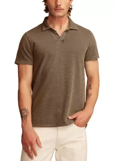 Jacquard Slub Knit Jersey Polo Shirt