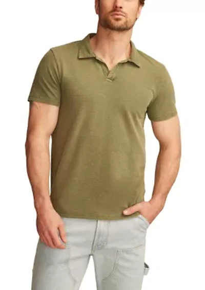 Jacquard Slub Knit Jersey Polo Shirt