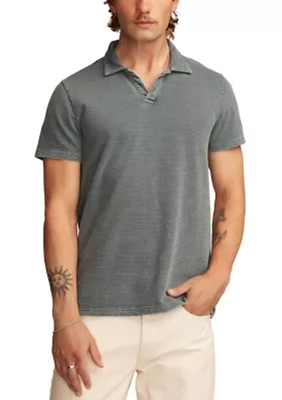 Jacquard Slub Knit Jersey Polo Shirt