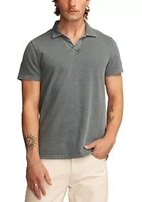 Jacquard Slub Knit Jersey Polo Shirt