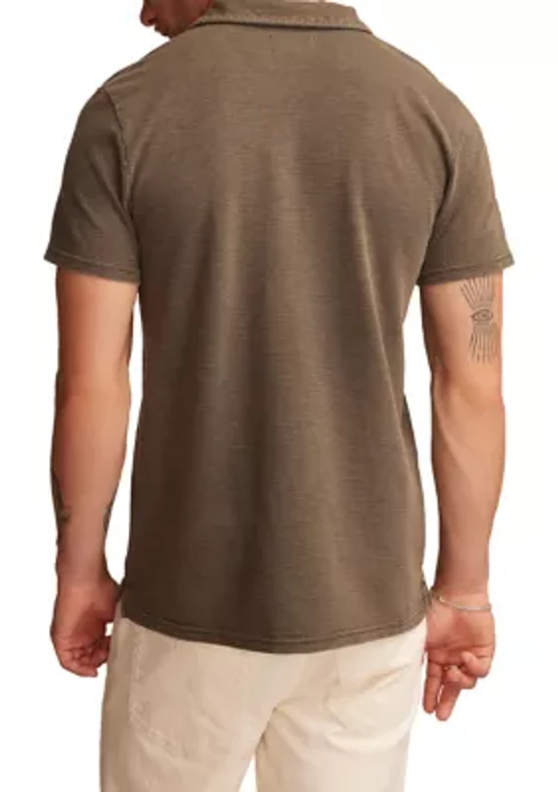 Jacquard Slub Knit Jersey Polo Shirt