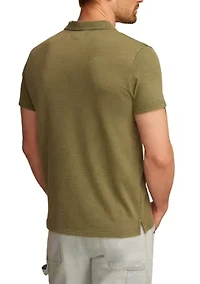 Jacquard Slub Knit Jersey Polo Shirt