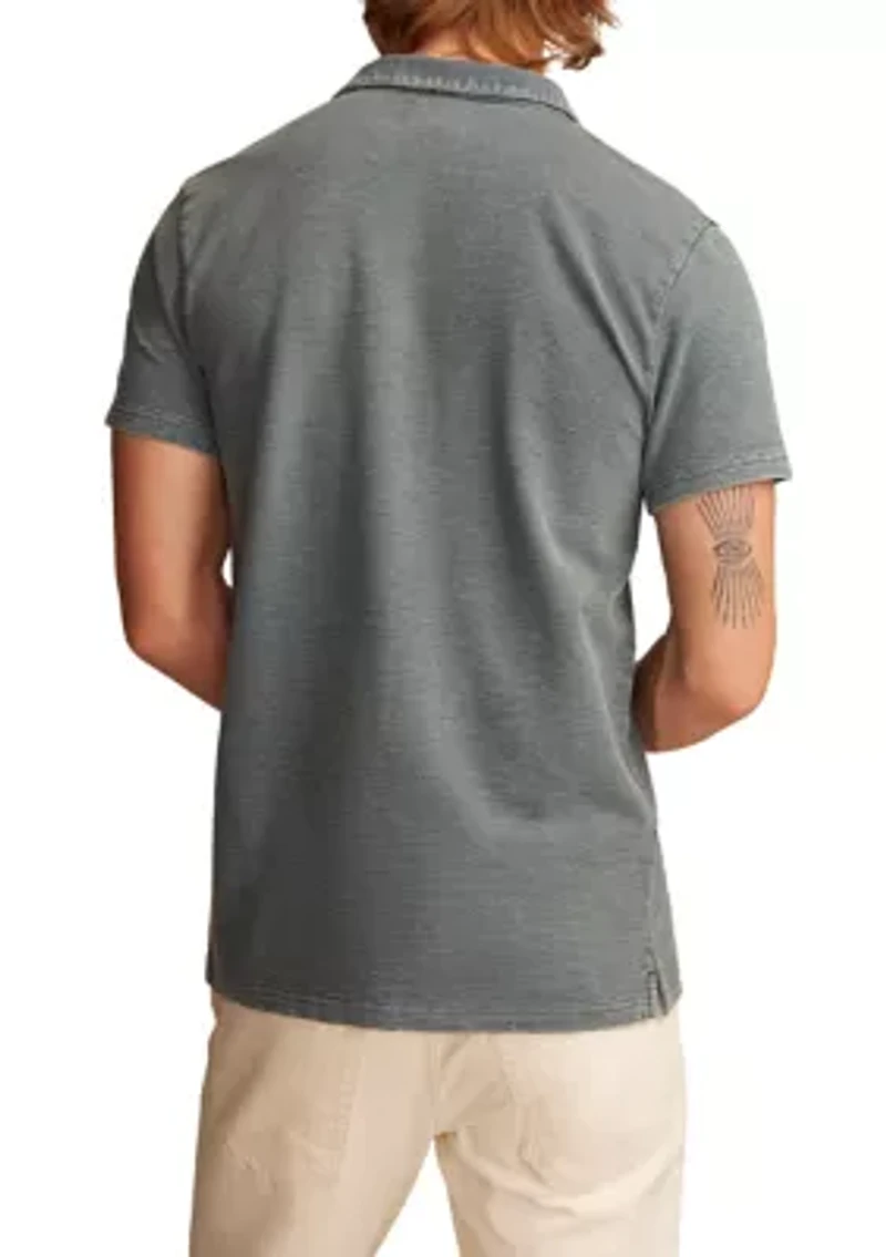 Jacquard Slub Knit Jersey Polo Shirt