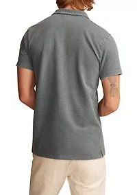 Jacquard Slub Knit Jersey Polo Shirt