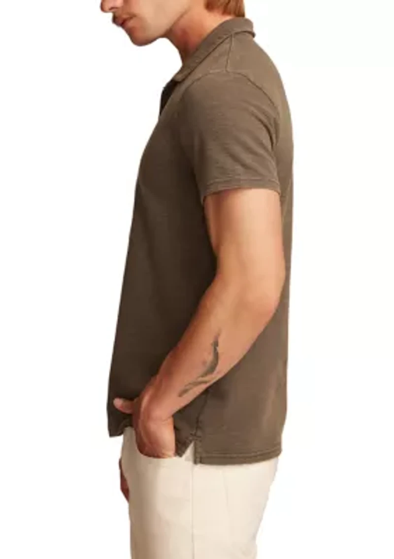 Jacquard Slub Knit Jersey Polo Shirt