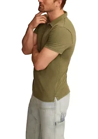 Jacquard Slub Knit Jersey Polo Shirt