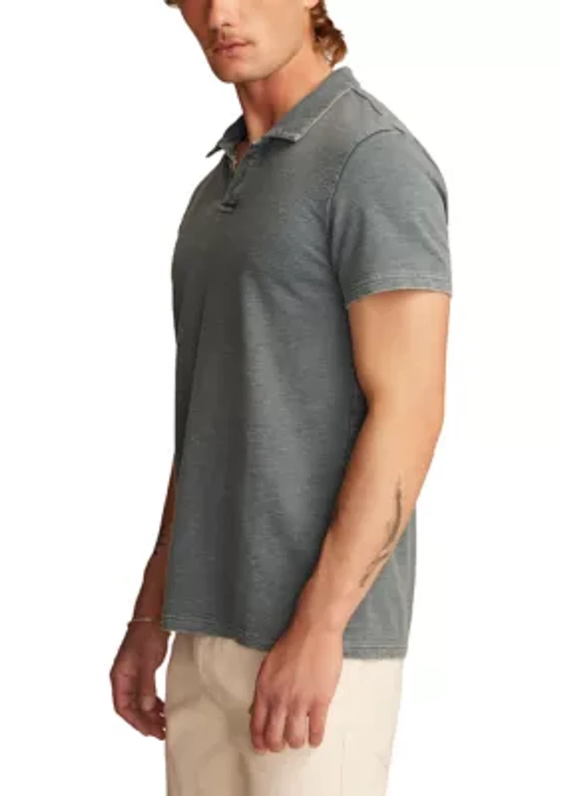 Jacquard Slub Knit Jersey Polo Shirt