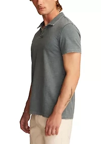 Jacquard Slub Knit Jersey Polo Shirt