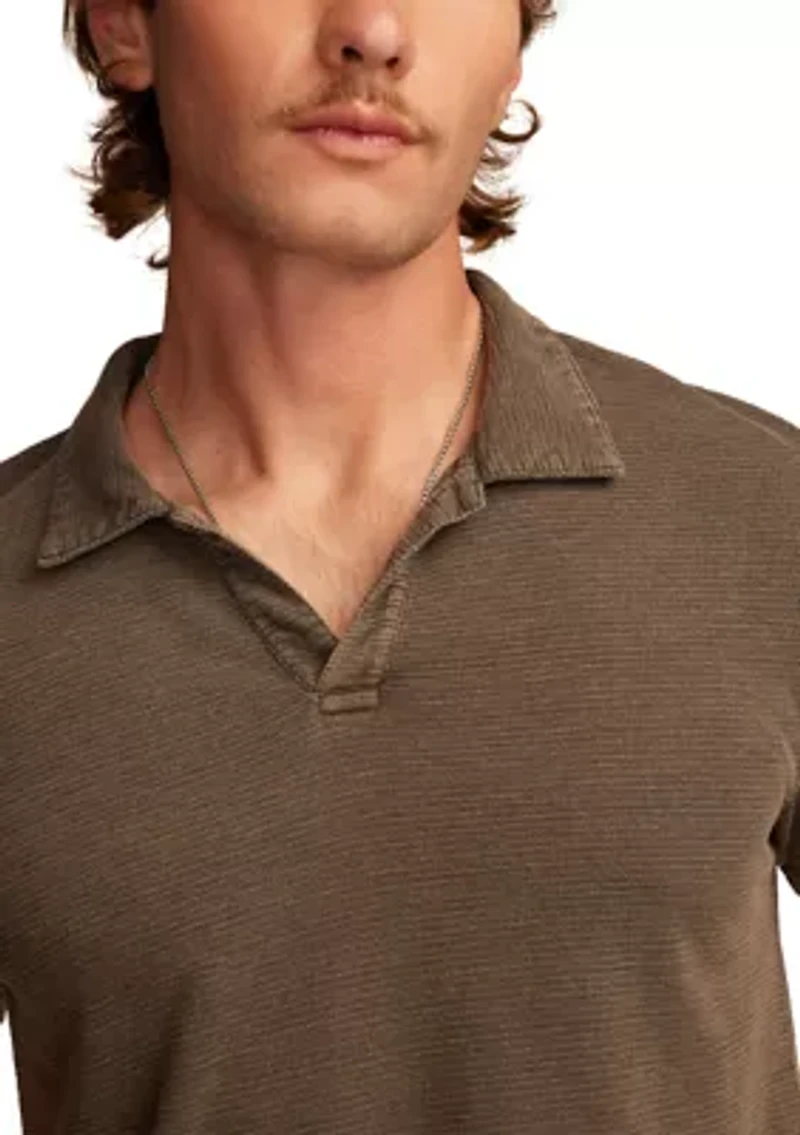 Jacquard Slub Knit Jersey Polo Shirt