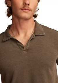 Jacquard Slub Knit Jersey Polo Shirt