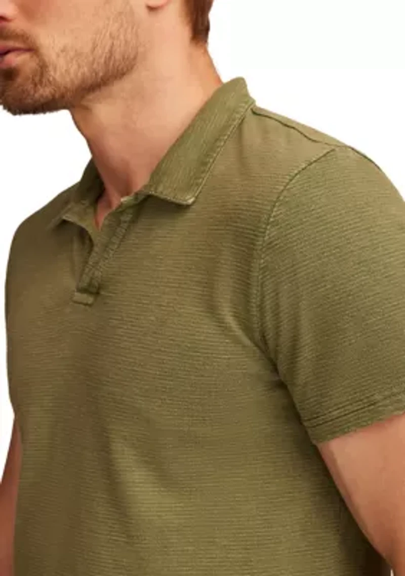 Jacquard Slub Knit Jersey Polo Shirt