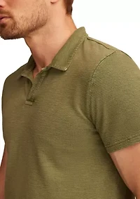 Jacquard Slub Knit Jersey Polo Shirt