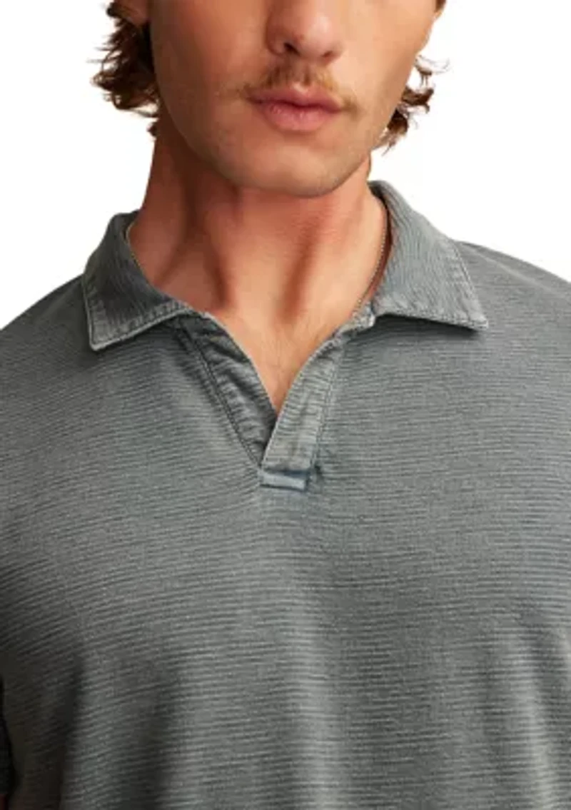 Jacquard Slub Knit Jersey Polo Shirt