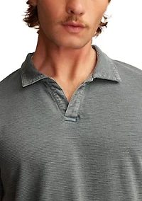 Jacquard Slub Knit Jersey Polo Shirt