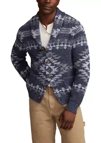 Printed Shawl Collar Cardigan