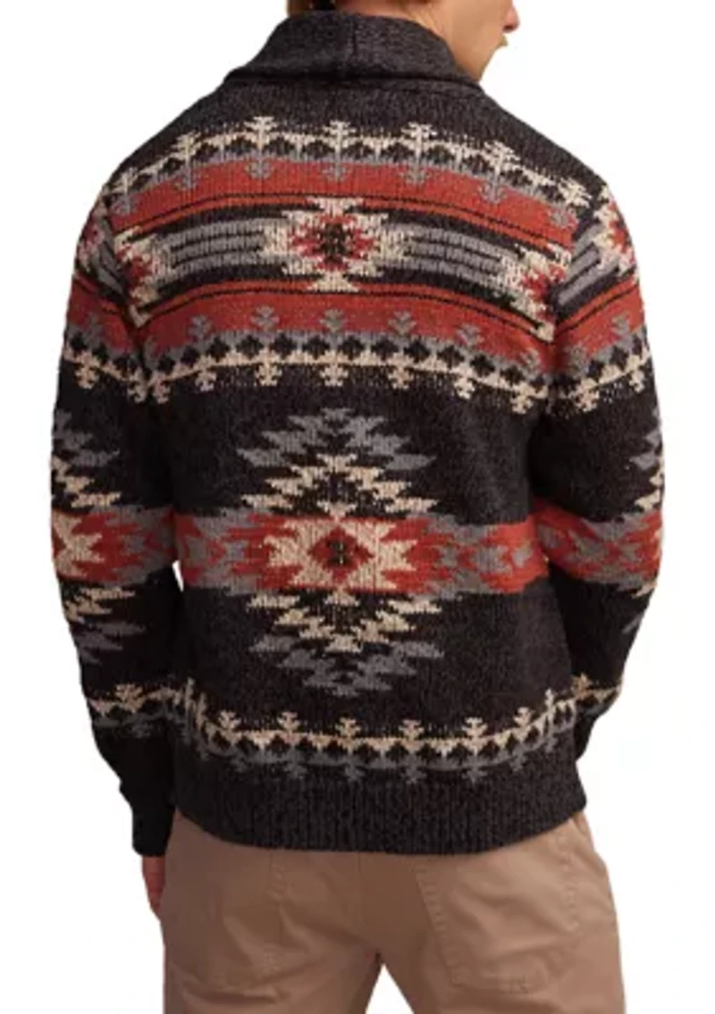 Printed Shawl Collar Cardigan