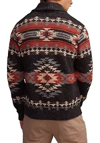 Printed Shawl Collar Cardigan