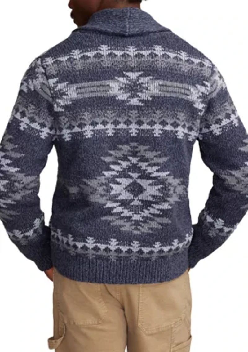 Printed Shawl Collar Cardigan