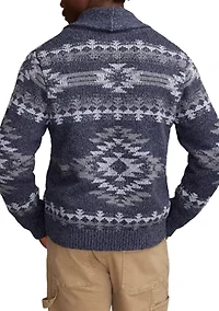 Printed Shawl Collar Cardigan