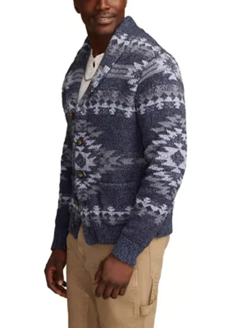 Printed Shawl Collar Cardigan