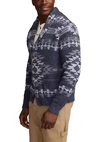 Printed Shawl Collar Cardigan