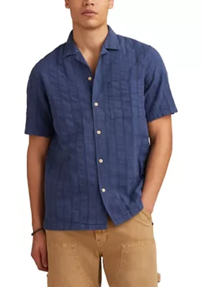 Seersucker Camp Collar Short Sleeve Shirt