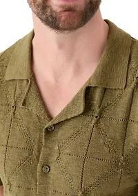 Border Stripe Button Down Sweater