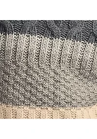 Men's Cable Knit Striped Crew Neck Sweater