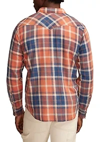Long Sleeve Indigo Plaid Western Shirt