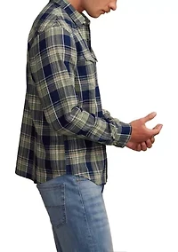Long Sleeve Indigo Plaid Western Shirt
