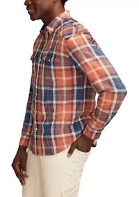 Long Sleeve Indigo Plaid Western Shirt