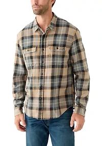 Men's Long Sleeve Acid Wash Flannel Shirt