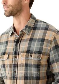 Men's Long Sleeve Acid Wash Flannel Shirt