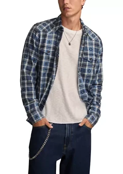 Men's Long Sleeve Dobby Indigo Western Shirt