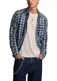 Men's Long Sleeve Dobby Indigo Western Shirt