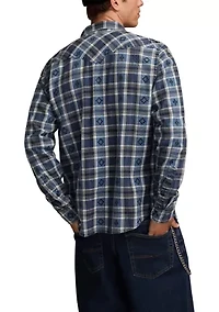 Men's Long Sleeve Dobby Indigo Western Shirt