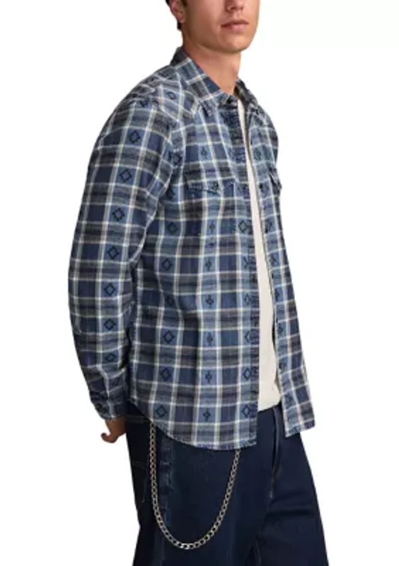 Men's Long Sleeve Dobby Indigo Western Shirt