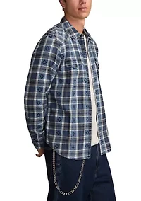 Men's Long Sleeve Dobby Indigo Western Shirt