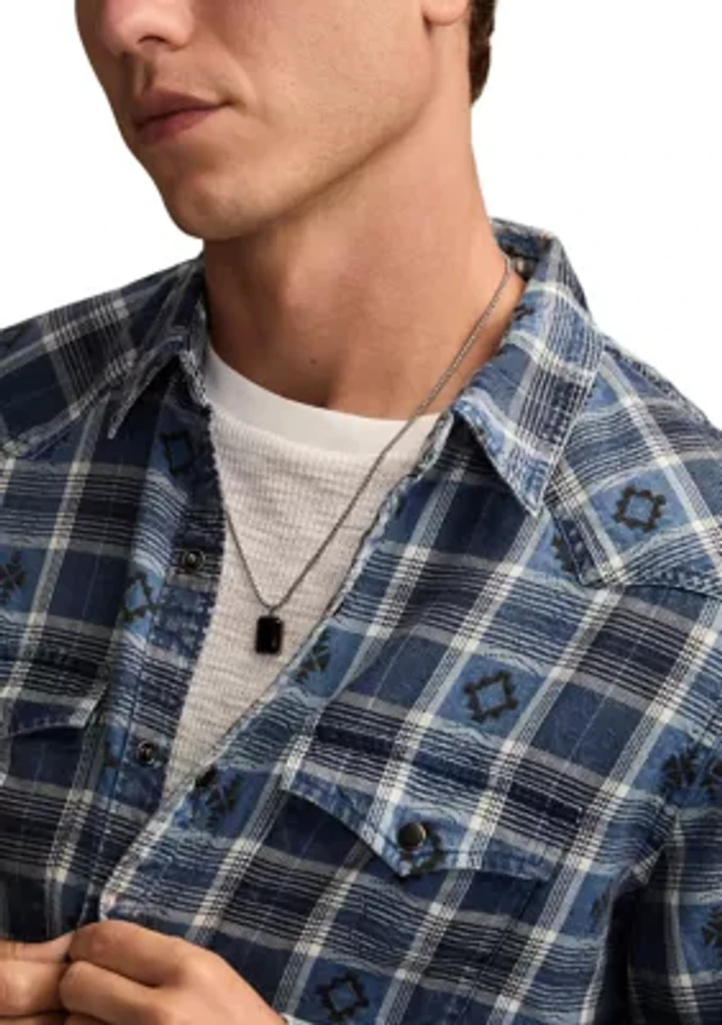 Men's Long Sleeve Dobby Indigo Western Shirt